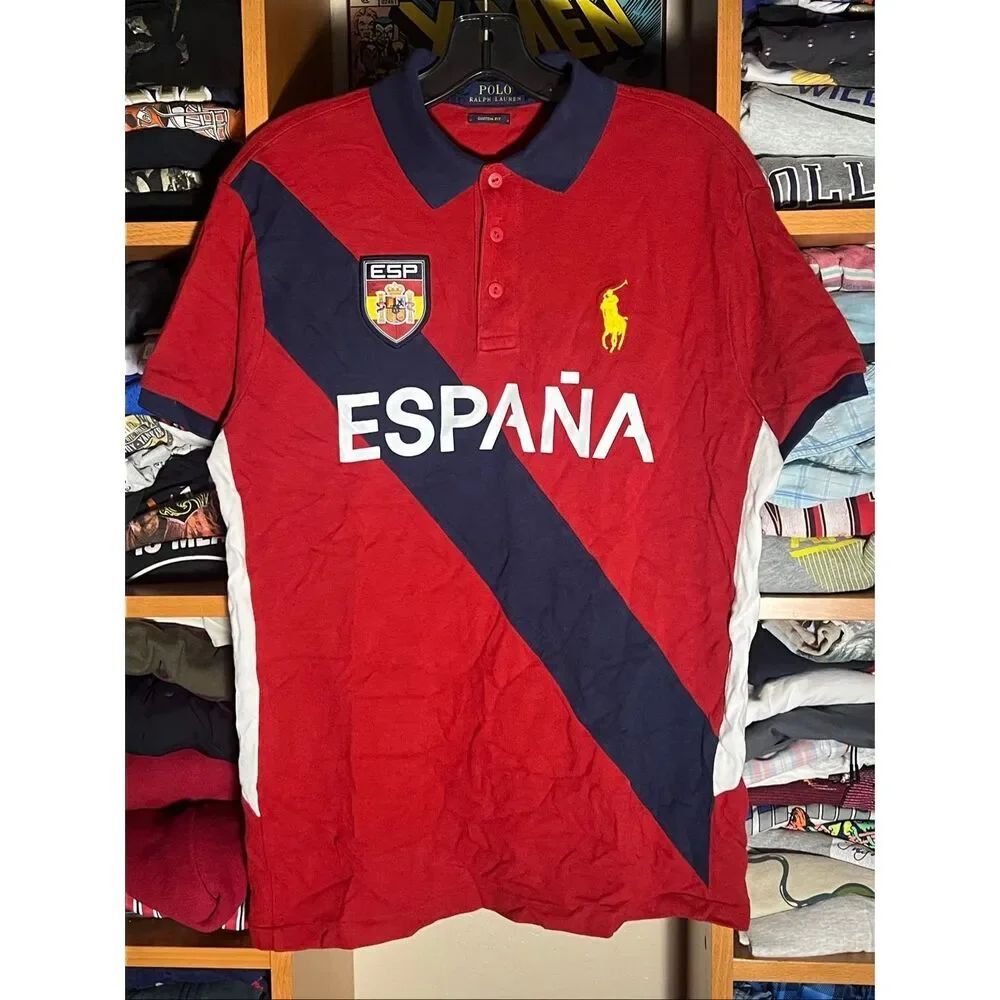 Polo Ralph Lauren Mens Big Pony Custom Fit Spain Espana Polo Shirt Large